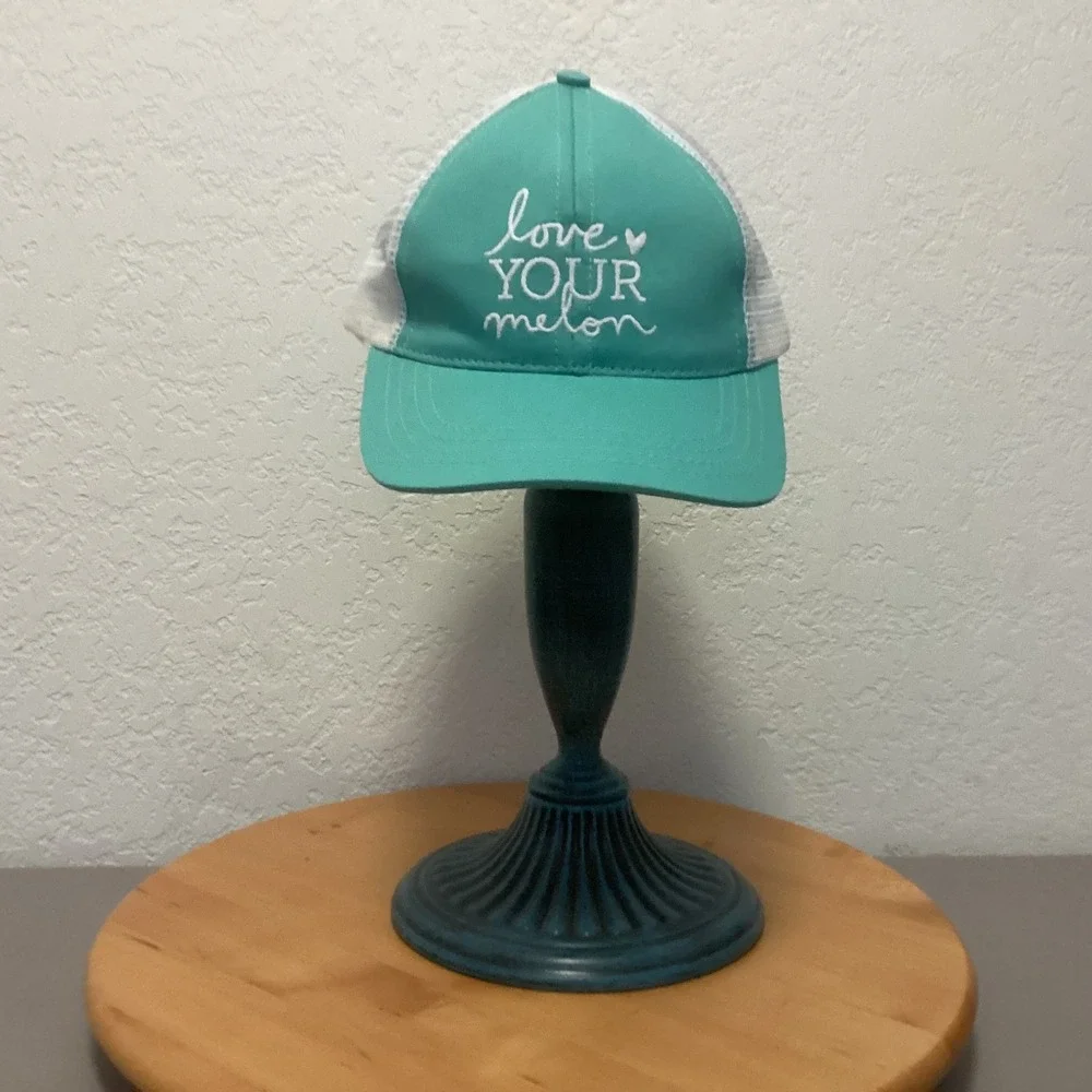 Love Your Melon Trucker Hat‎ Women OSFA Aqua Teal White Mesh Back Snapback USA